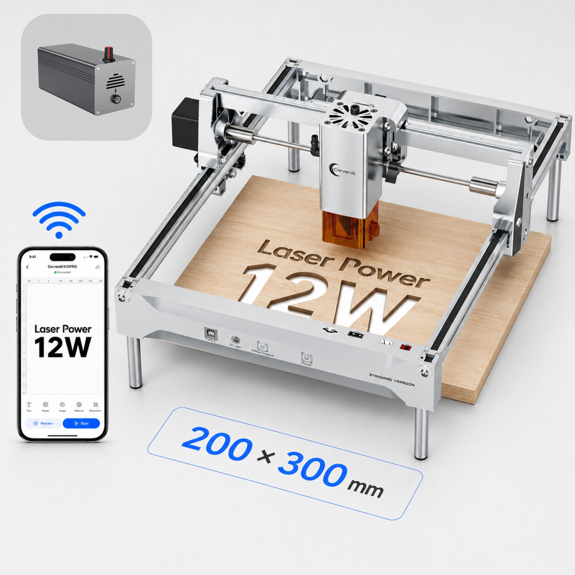 Industrial Laser Engraver - Лазерный гравер-резак K15 PRO 12W с
