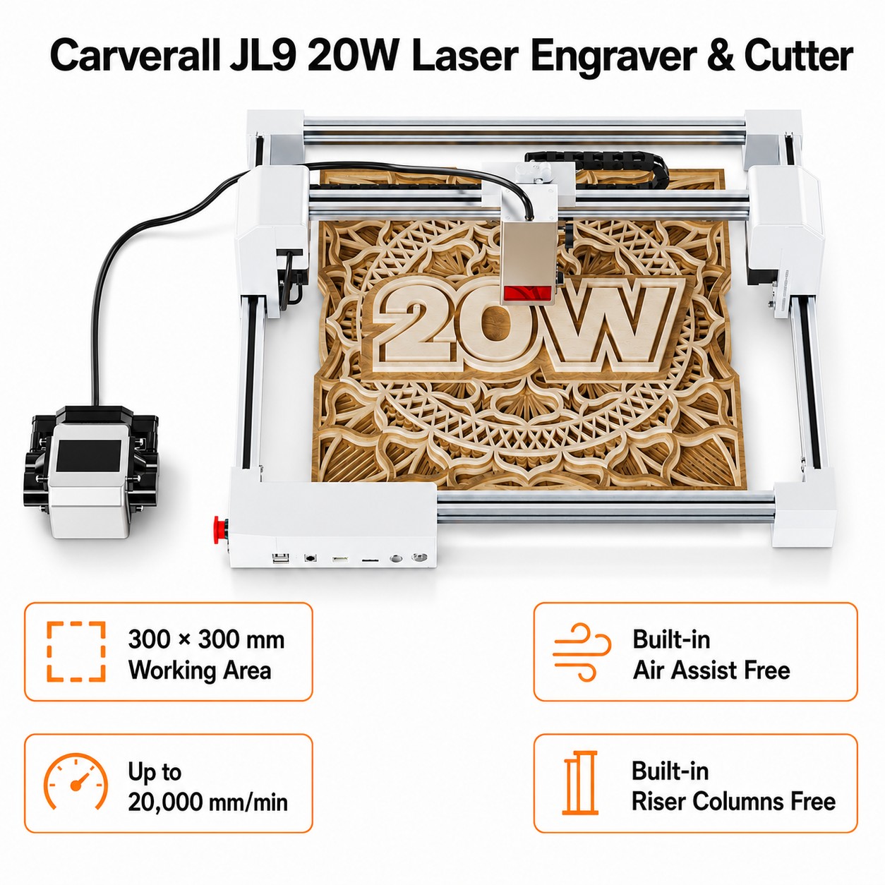 Industrial Laser Engraver - Лазерный гравер-резак Carverall JL9 20W, настольный