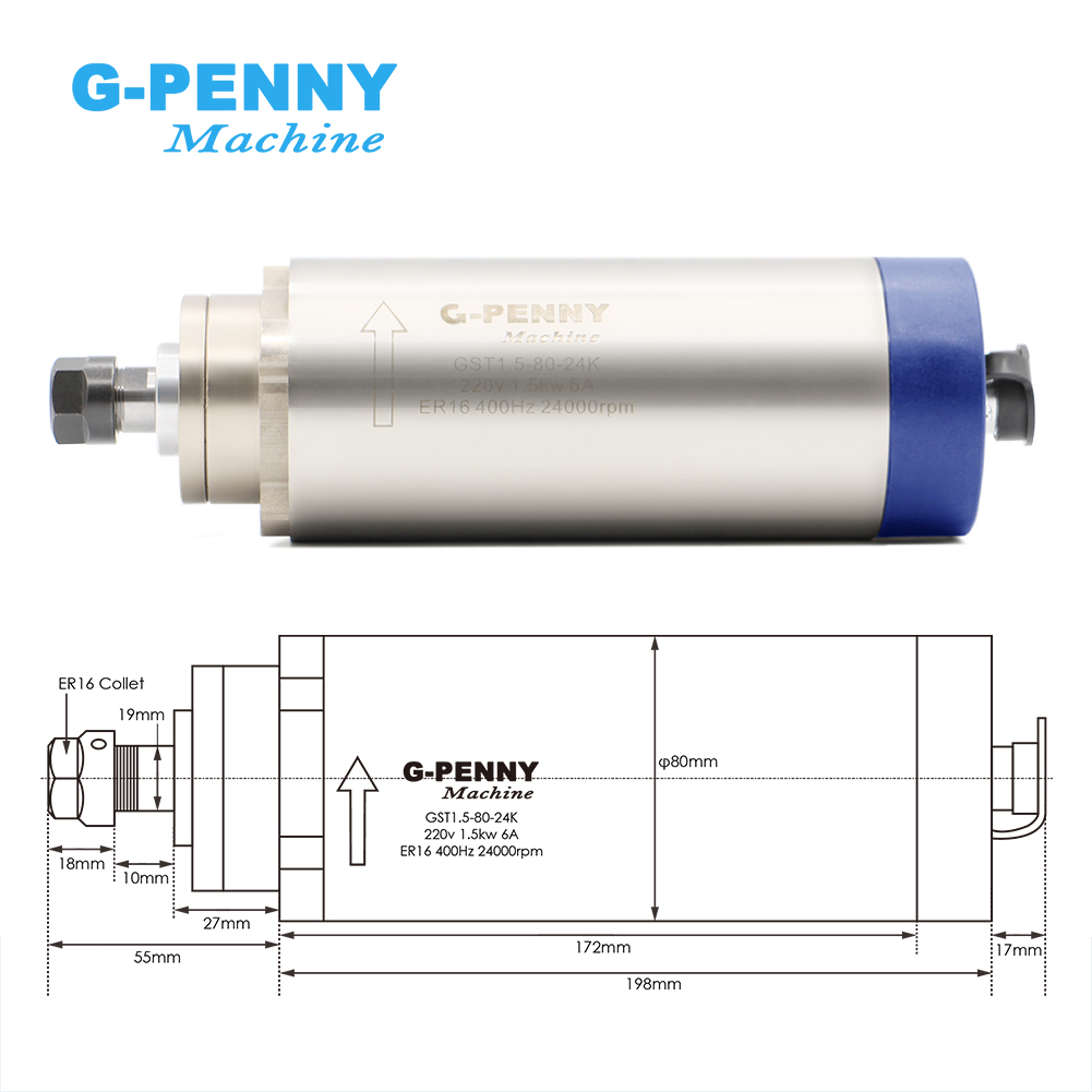 Настройка Gpenny 1,5 кВт ER16  – обзор и цена Cnc Spindle Motor